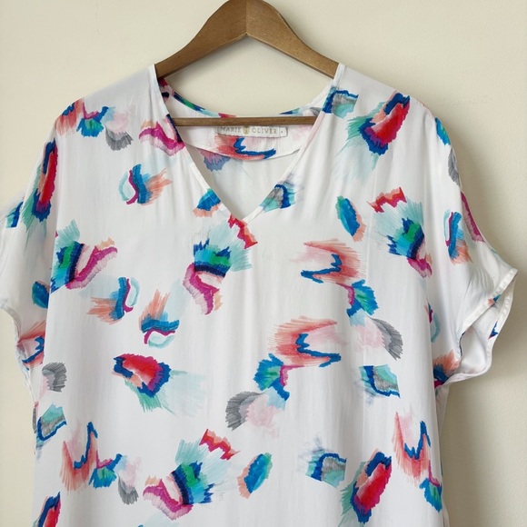 Marie Oliver Oliver Brushstroke Print Maxi Dress White Multi - Picture 3 of 10